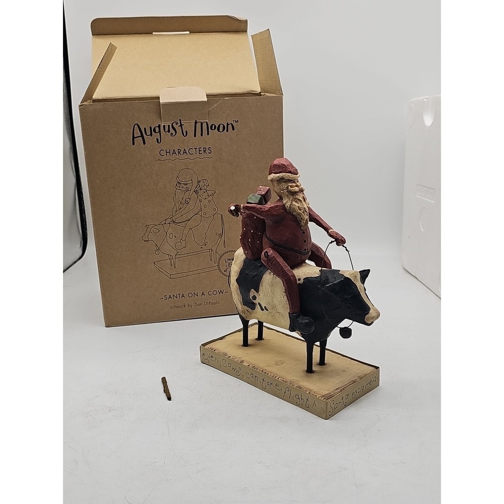 August‎ Moon SANTA ON A COW 9.5" Figurine Dan DiPaolo 0507007 LE 2003 Retired